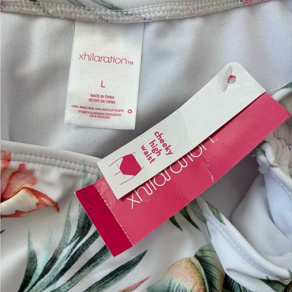 NWT Juniors' Cinched High Waist Cheeky Bikini Bottom | Size Large - Picture 3 of 4